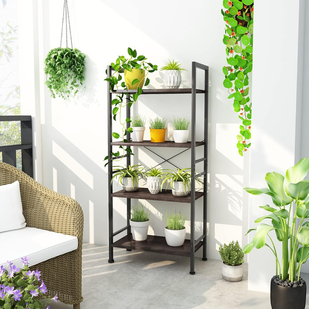 6-Tier Rolling Storage Cart with Metal Frames, Rustic Brown N415938