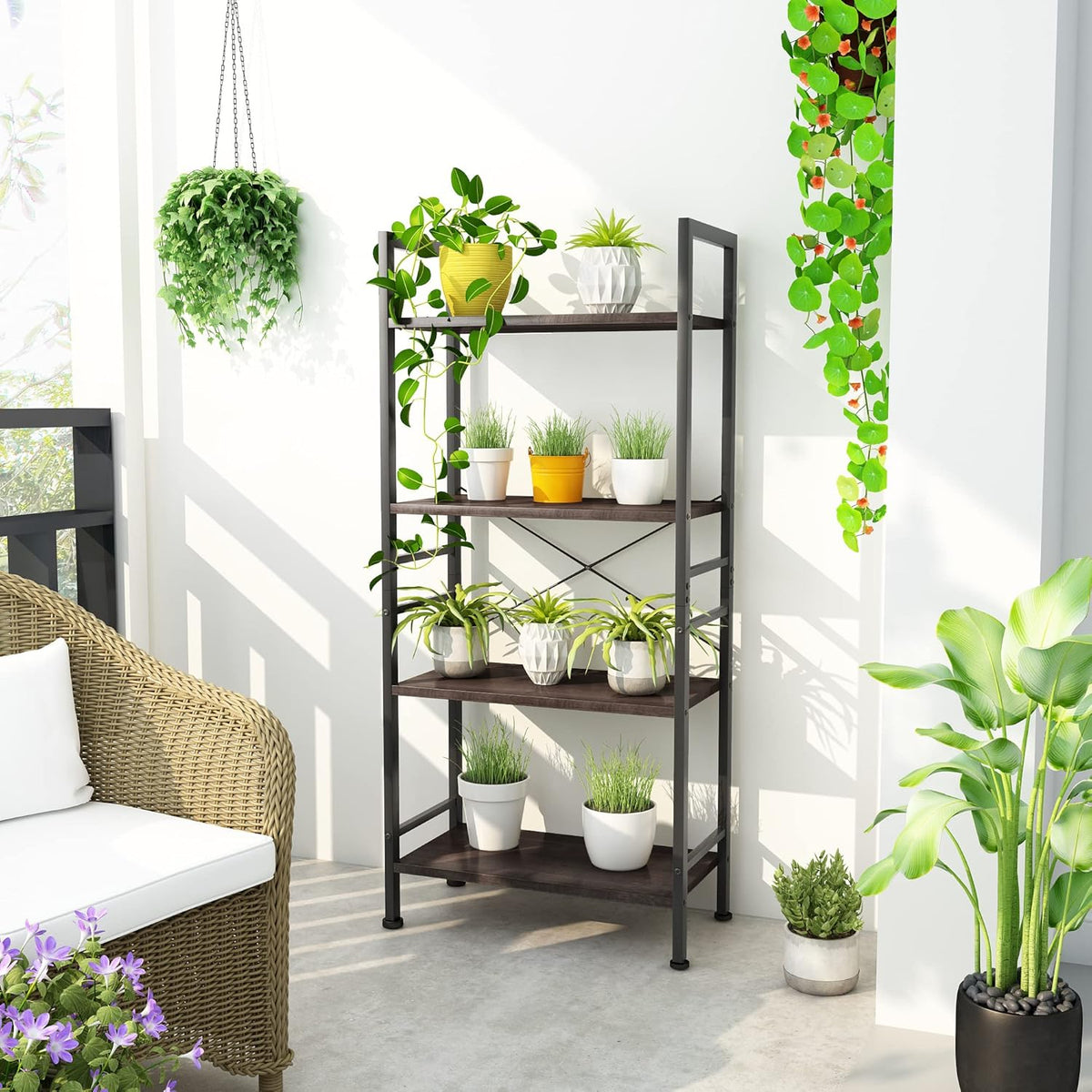 6-Tier Rolling Storage Cart with Metal Frames, Rustic Brown N415938
