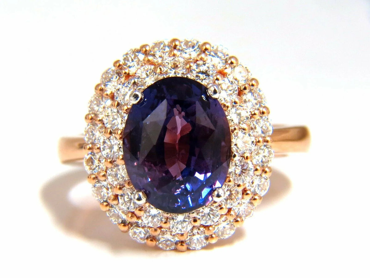 6.41ct Natural Vivid Purple Sapphire Diamond Ring L56069