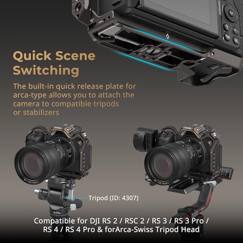 Aluminum Alloy Camera Cage with Quick Release Plate and Cold Shoe Mount F3273