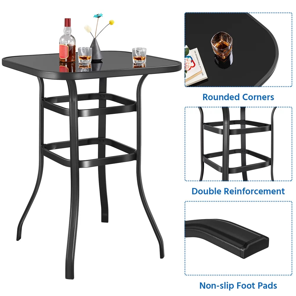 Black Square Metal Bistro Table I2077