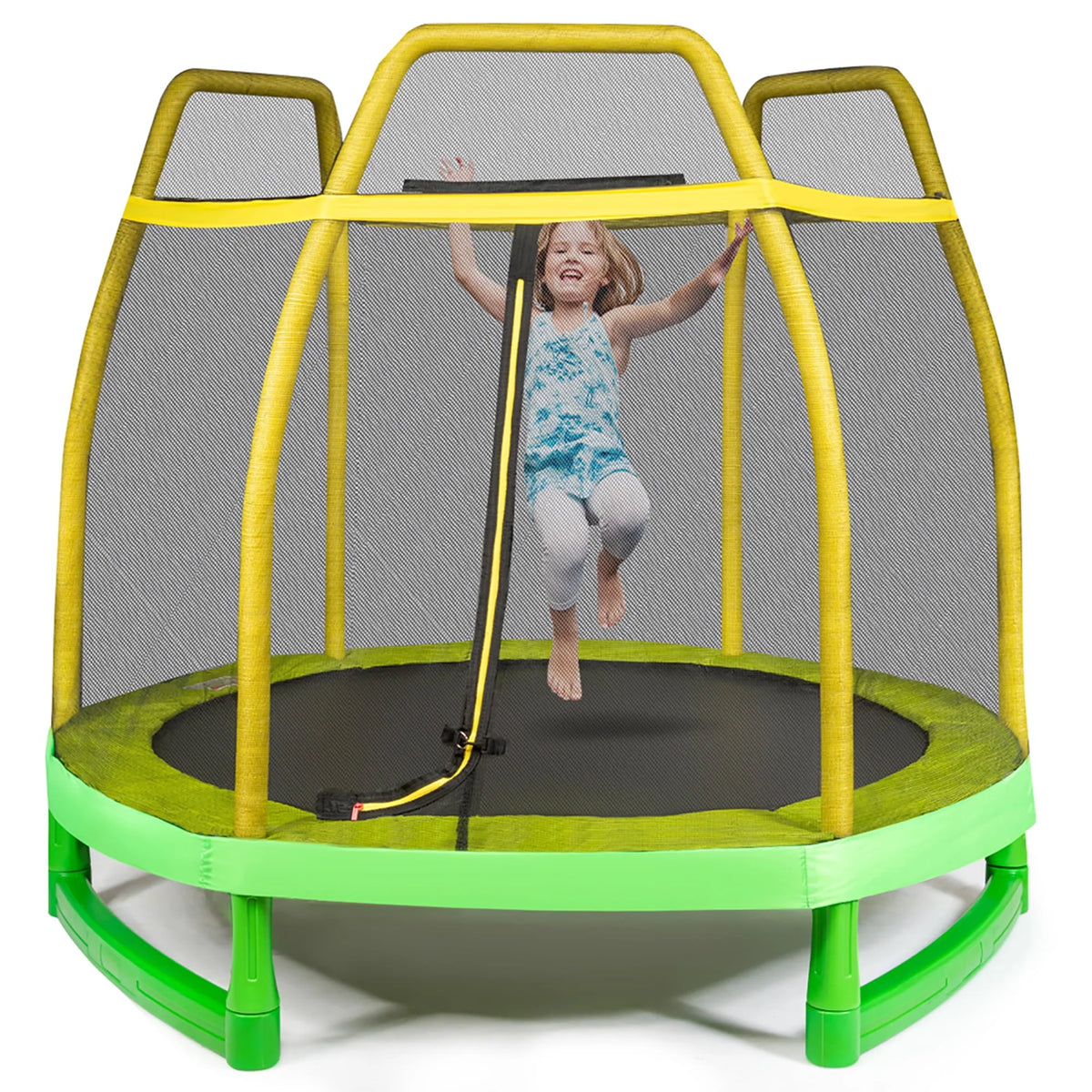 7FT Kids Trampoline with Safety Enclosure Net I36074