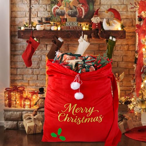 Large Velvet Christmas Santa Bags with Drawstring G8999