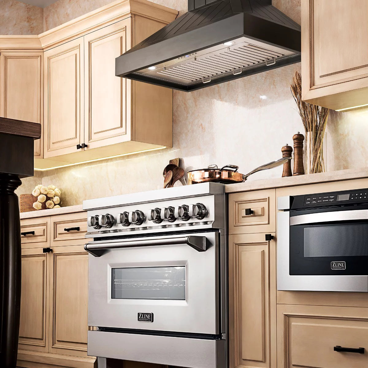 30 in. Black Wooden Wall Mount Range Hood D7588
