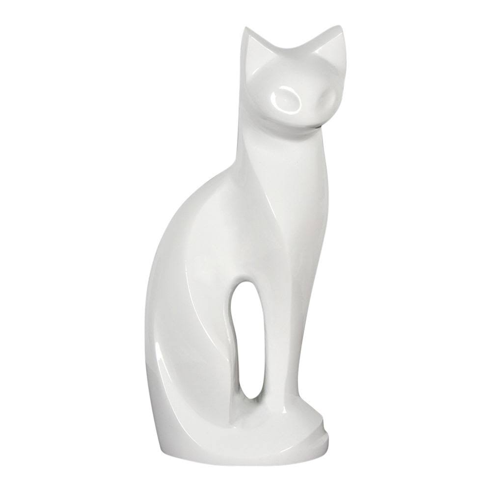 White Contemporary Cat Brass Cremation Urn W94241