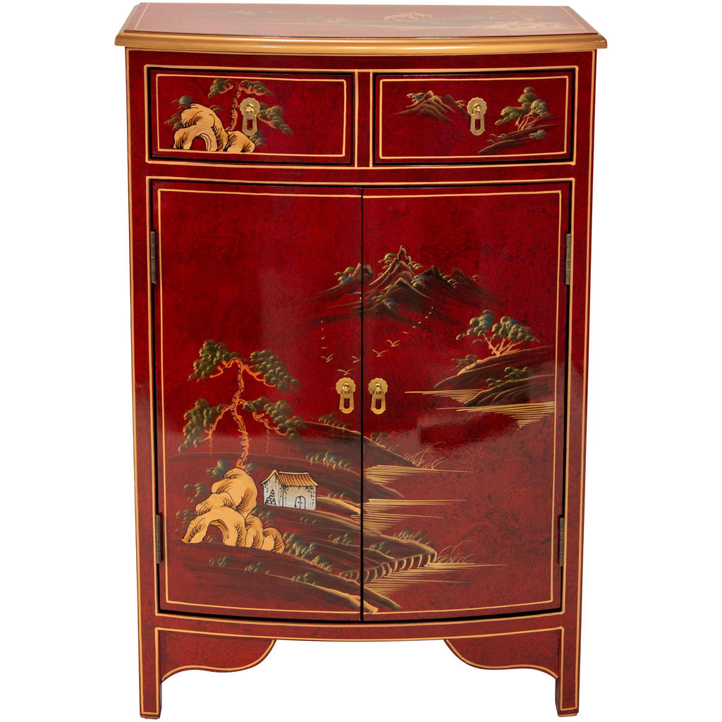 Red Lacquer Half-Round Cabinet M118