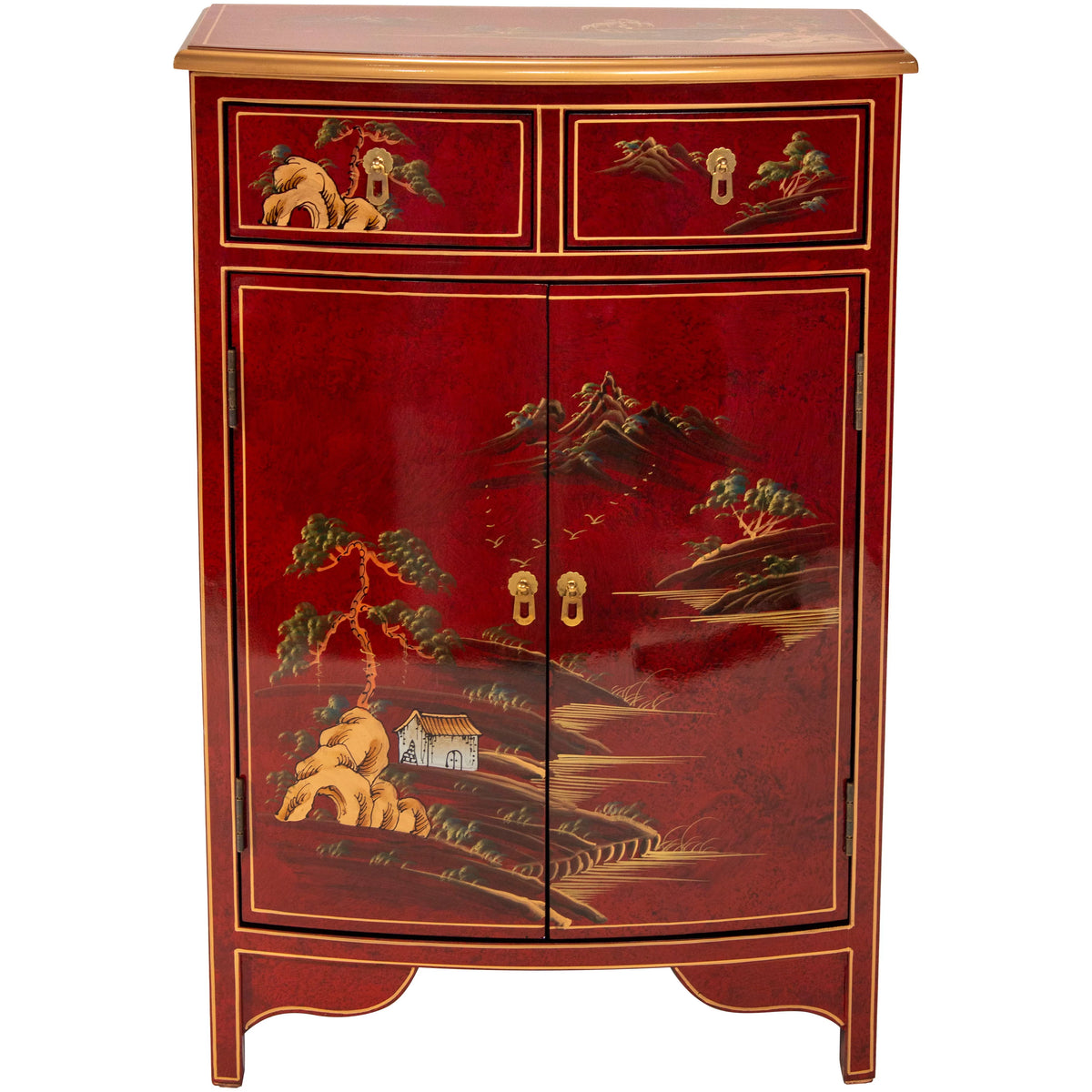 Red Lacquer Half-Round Cabinet M118