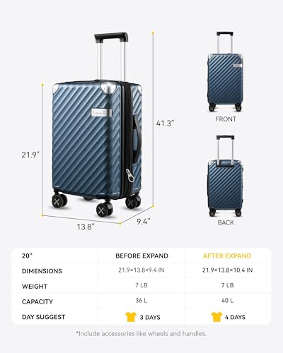 Polycarbonate Expandable Hard Shell Spinner Luggage Charcoal Metallic L306654