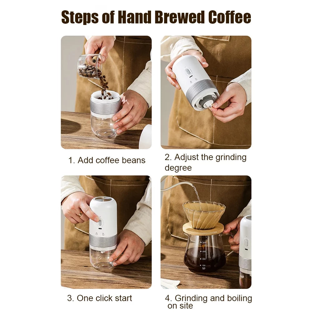 Portable Electric Burr Coffee Grinder 13W 200ml USB Rechargeable Adjustable Z137875