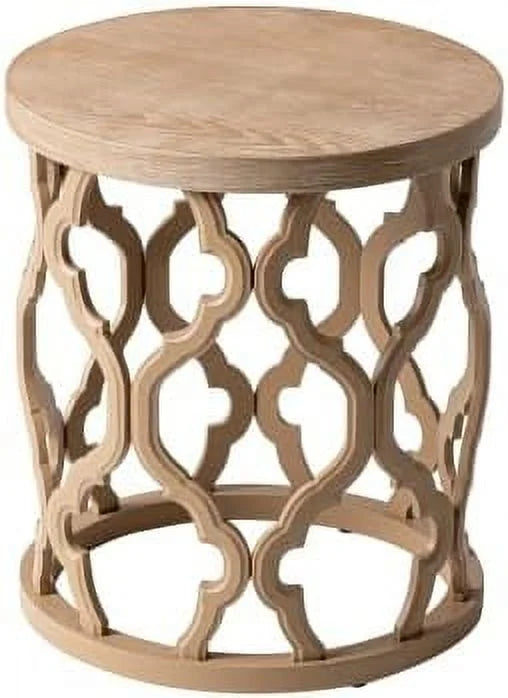 Round Black Distressed Wood End Table C708737