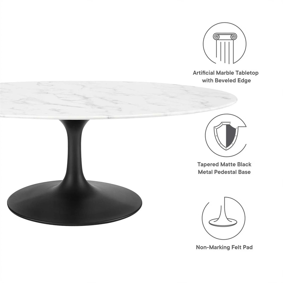 48" Oval Top Metal Coffee Table D9996