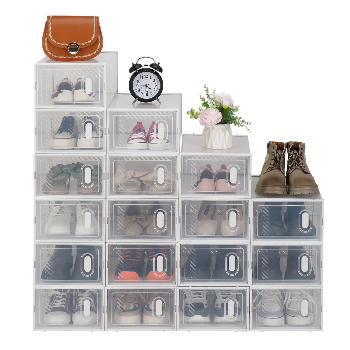 White Stackable Plastic Lidded Storage Boxes P99342