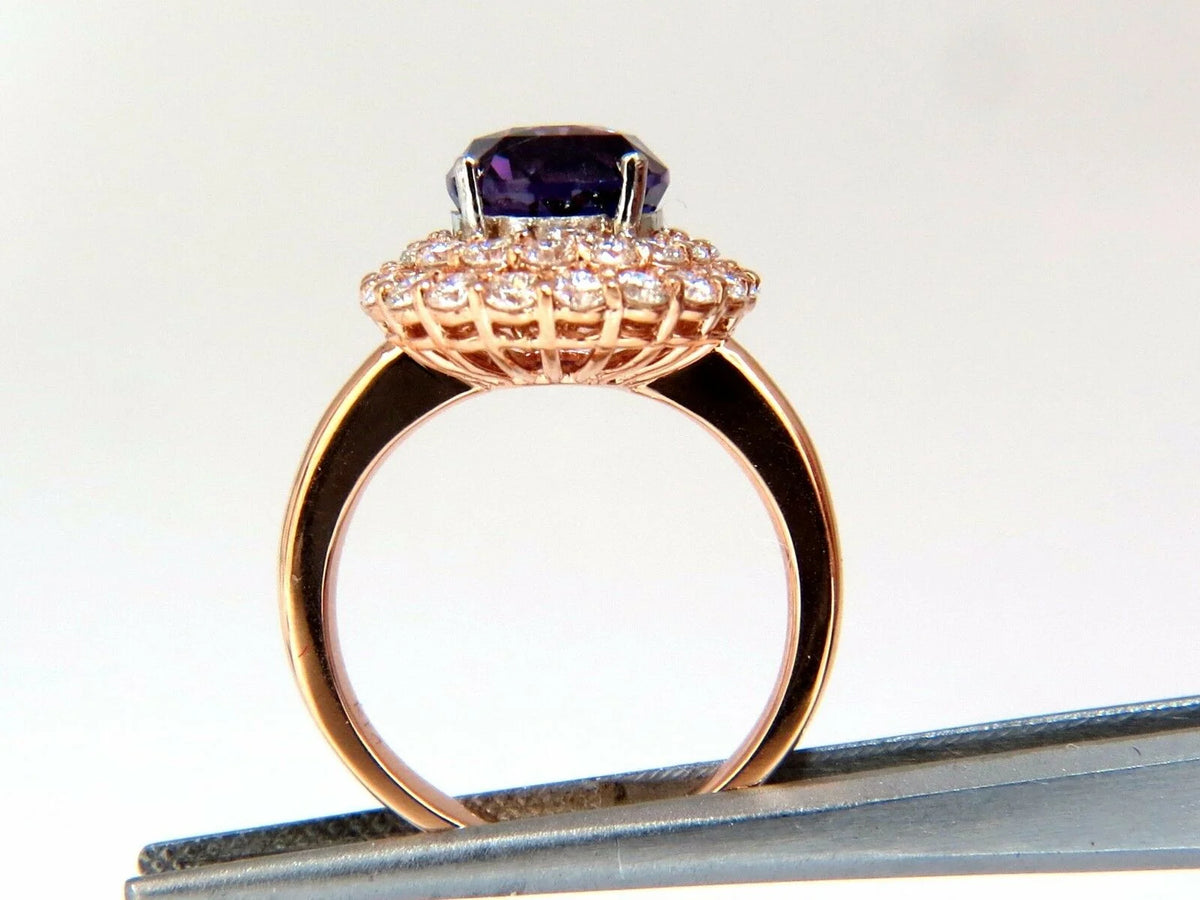 6.41ct Natural Vivid Purple Sapphire Diamond Ring L56069