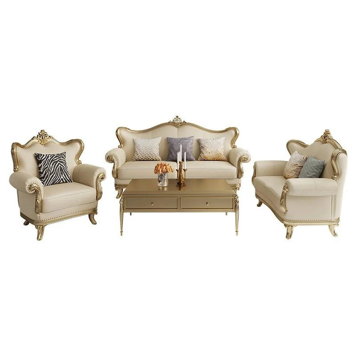 French Style Solid Wood Carved Sofa Set M443