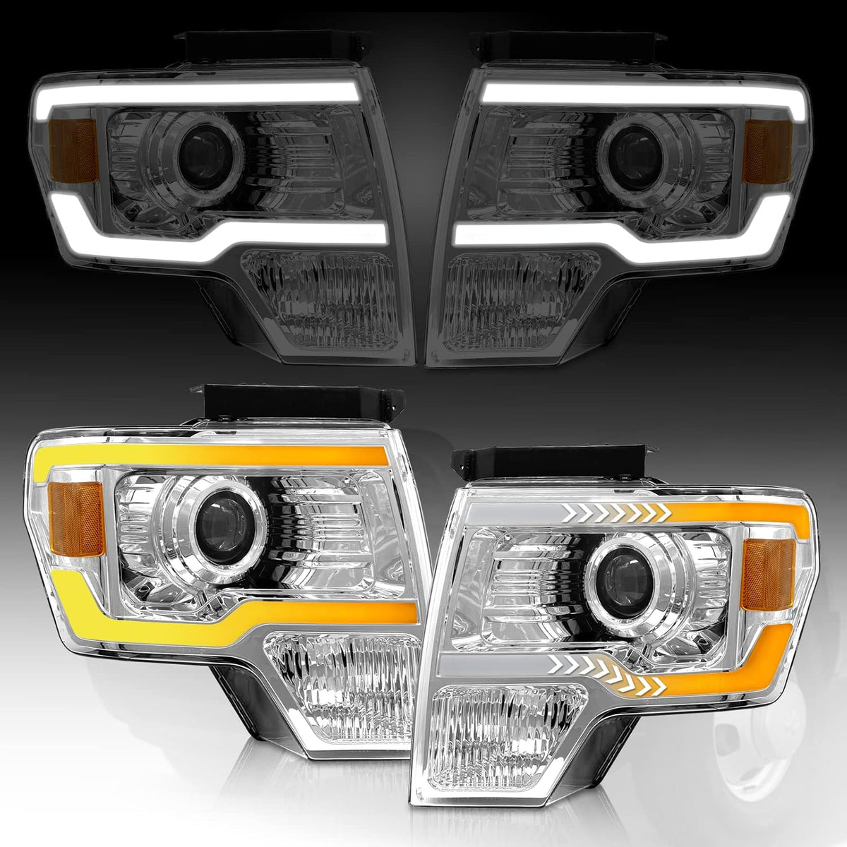 Chrome Housing Headlight Assembly for 2009-2014 Ford F150 Y331