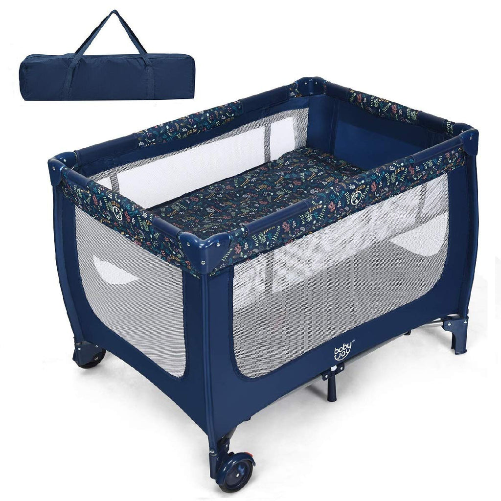 Blue Foldable Baby Playard with Carry Bag M357
