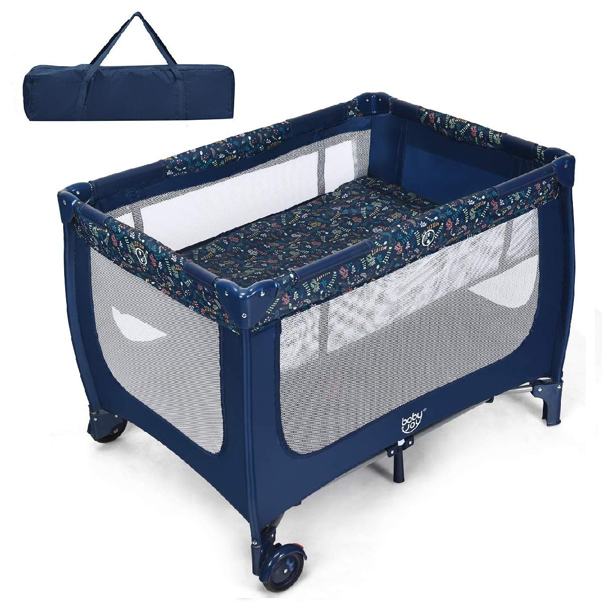 Blue Foldable Baby Playard with Carry Bag M357