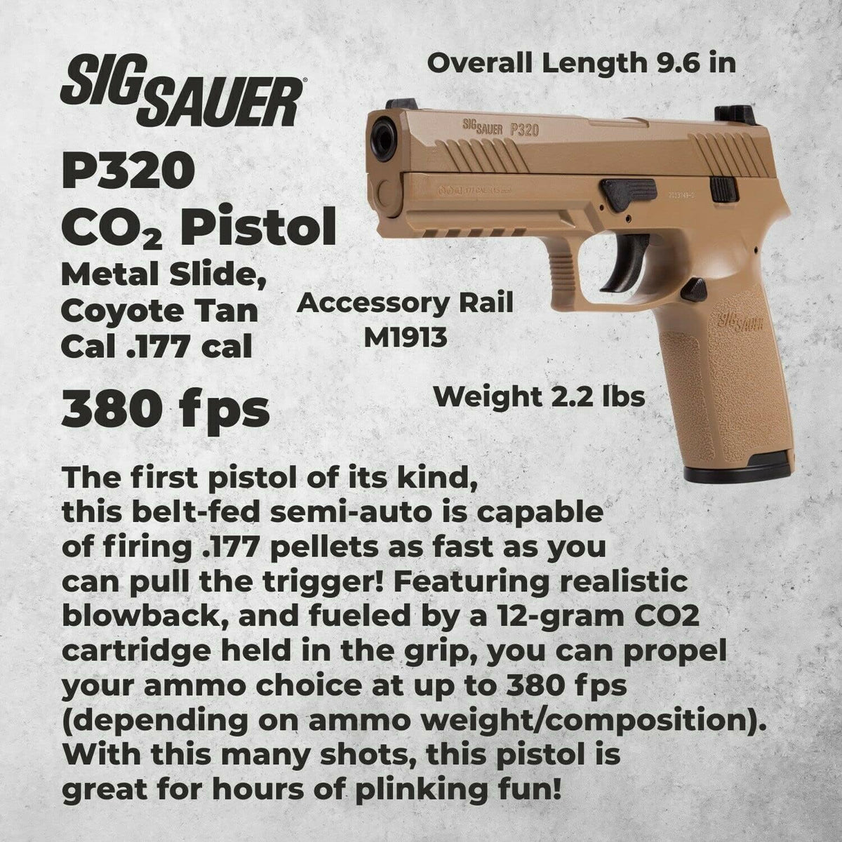 SIG Sauer P320 Air Pistol with CO2 12 Gram (15 Pack) and 500 Lead Pellets Bundle Y403469