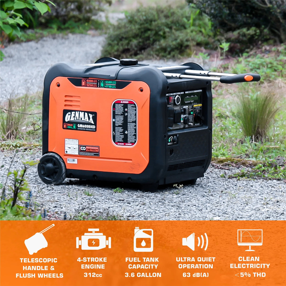 6000W Dual Fuel Quiet Portable Inverter Generator N87014