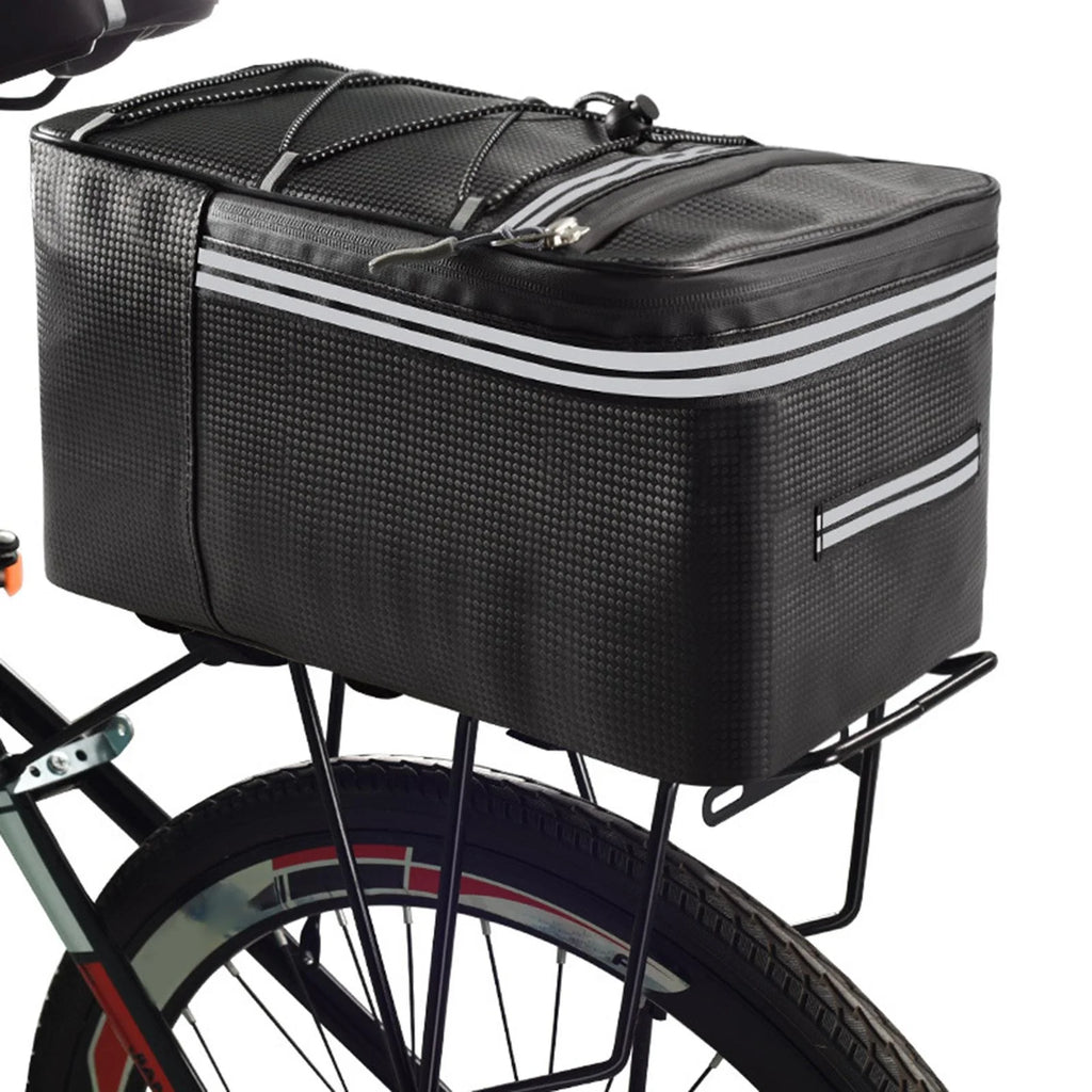 Rear Carrier Bag Trunk PU Leather Waterproof 15L Bike Pannier O42257