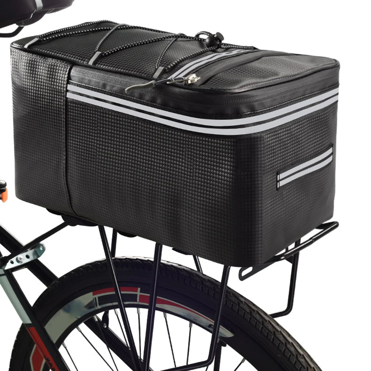 Rear Carrier Bag Trunk PU Leather Waterproof 15L Bike Pannier O42257