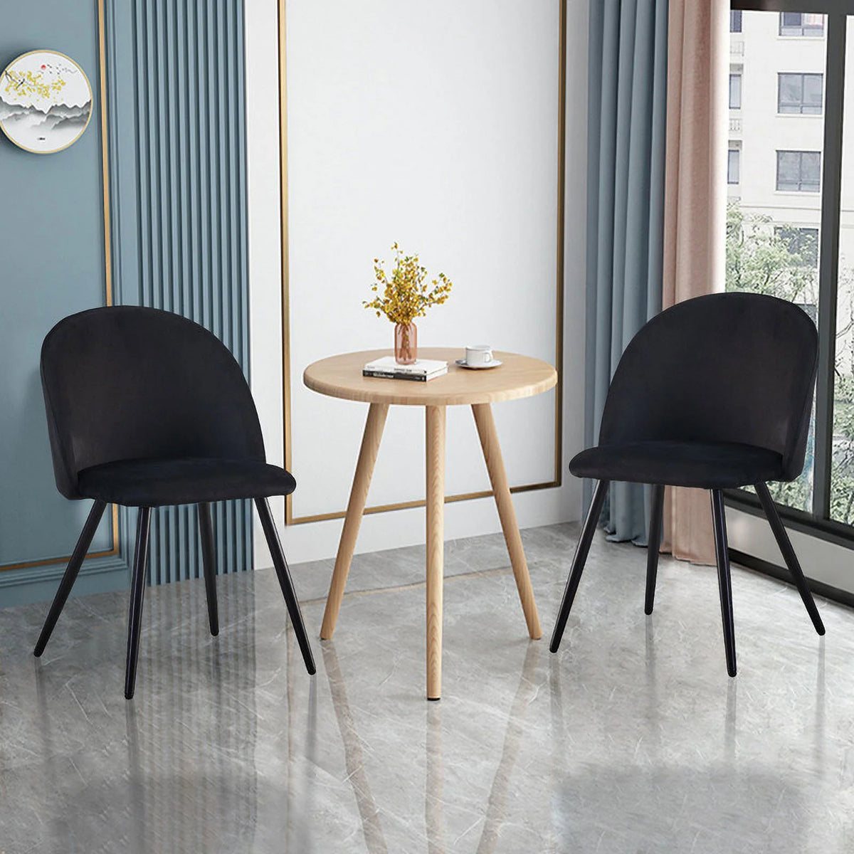 2 Velvet Upholstered Dining Chairs N854