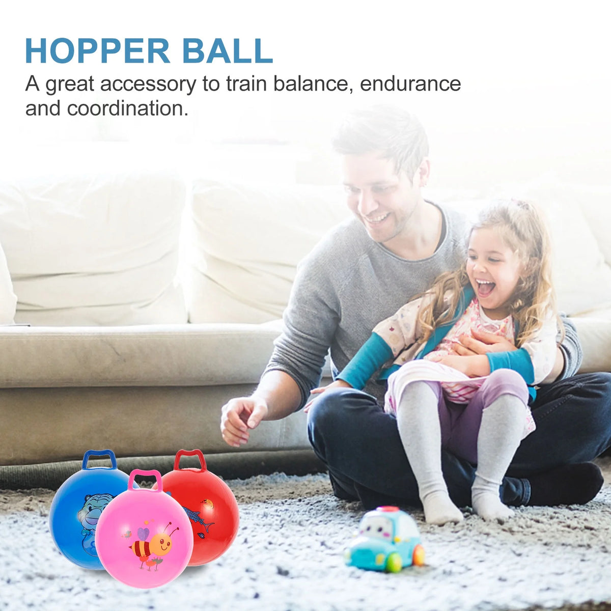 3Pcs Inflatable Hopper Balls with Handle O952364
