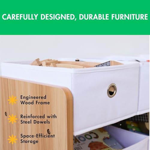 Natural White Toy Storage Organizer with 9 Removable Fabric Bins N7299