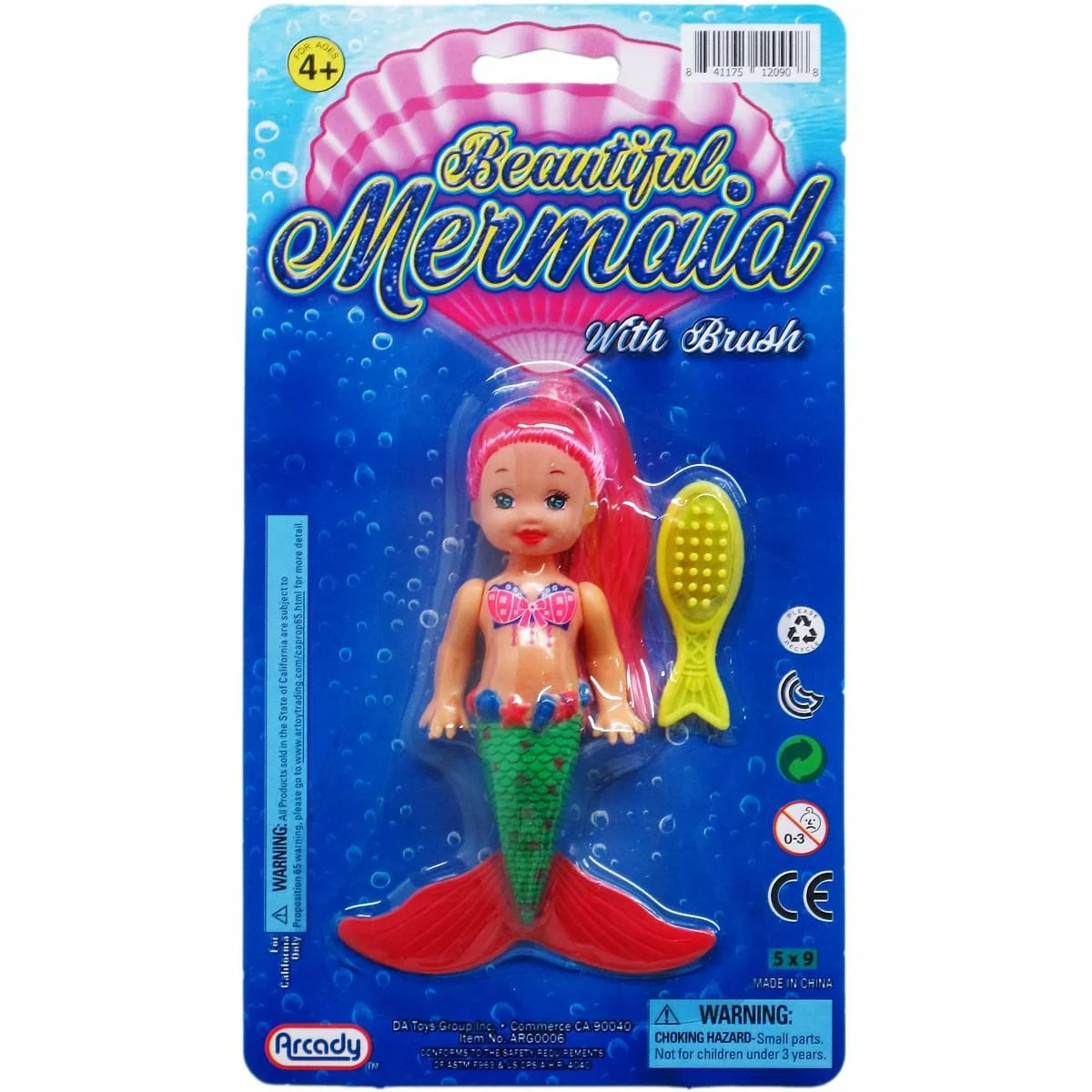 4.5'' Mermaid Doll with Brush, Assorted Colors Case of 96 R332864
