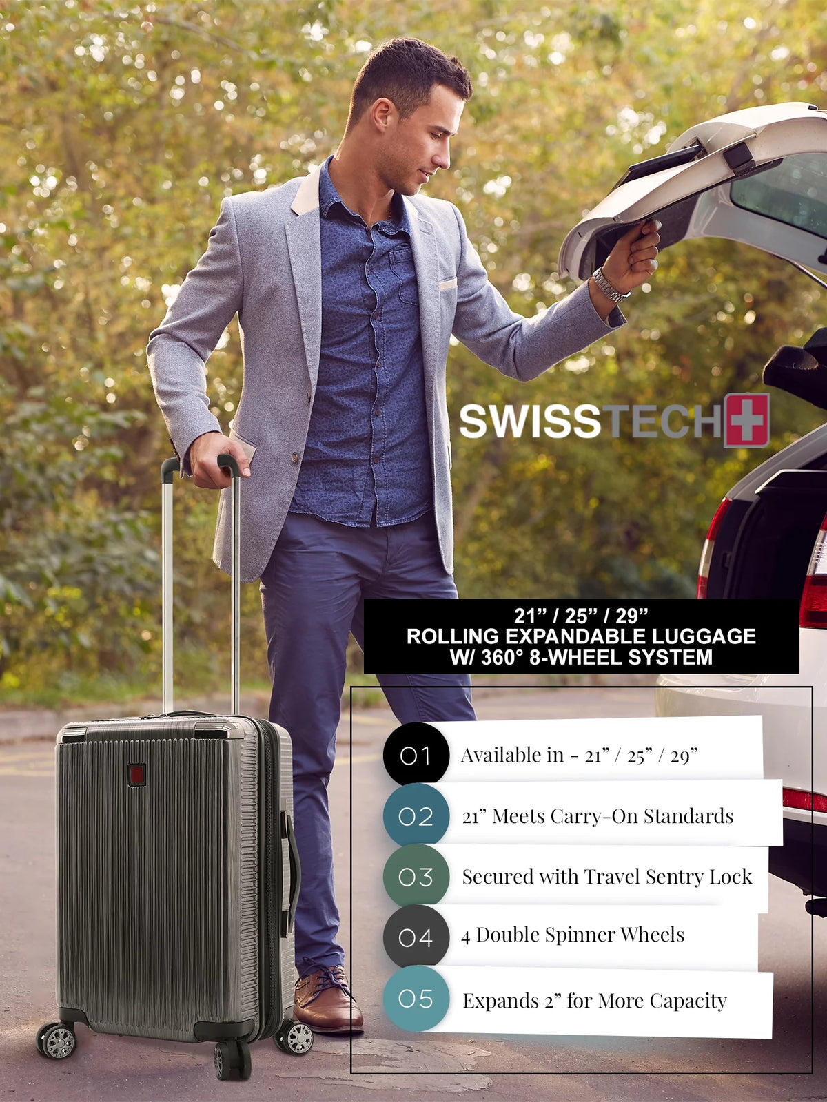 Charcoal 29" Hard side Rolling Upright Luggage W243