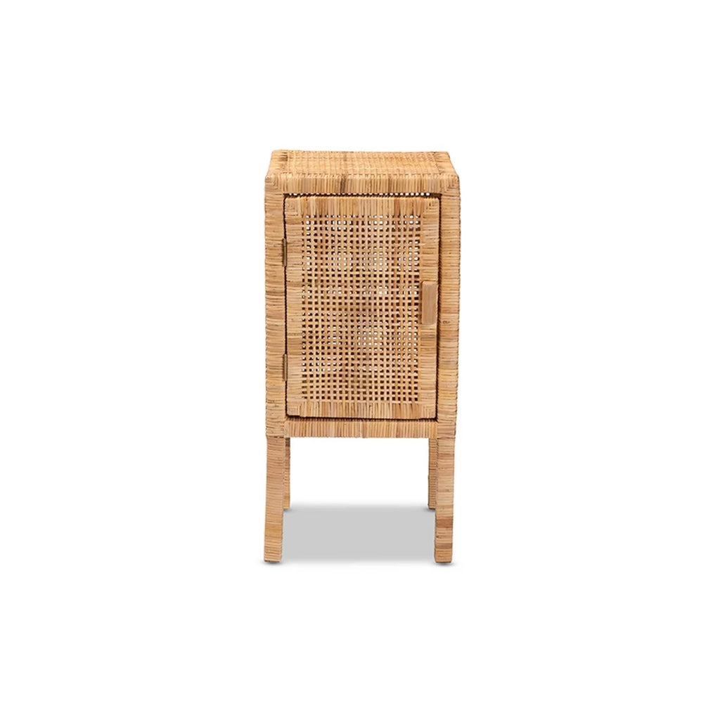 Natural Brown Rattan 1-Door Nightstand B13615