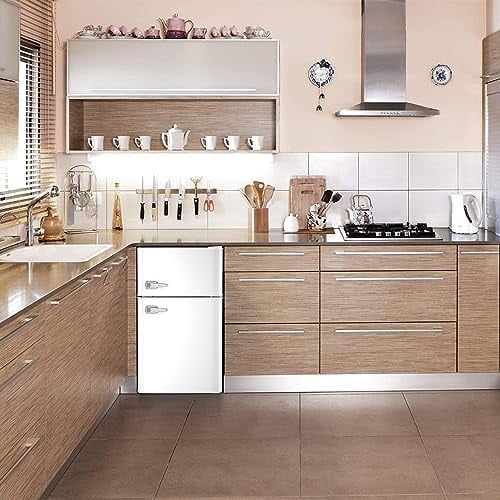 Mini Refrigerator 3.2Cu.Ft Compact Fridge Double Doors Freezer Grey E131