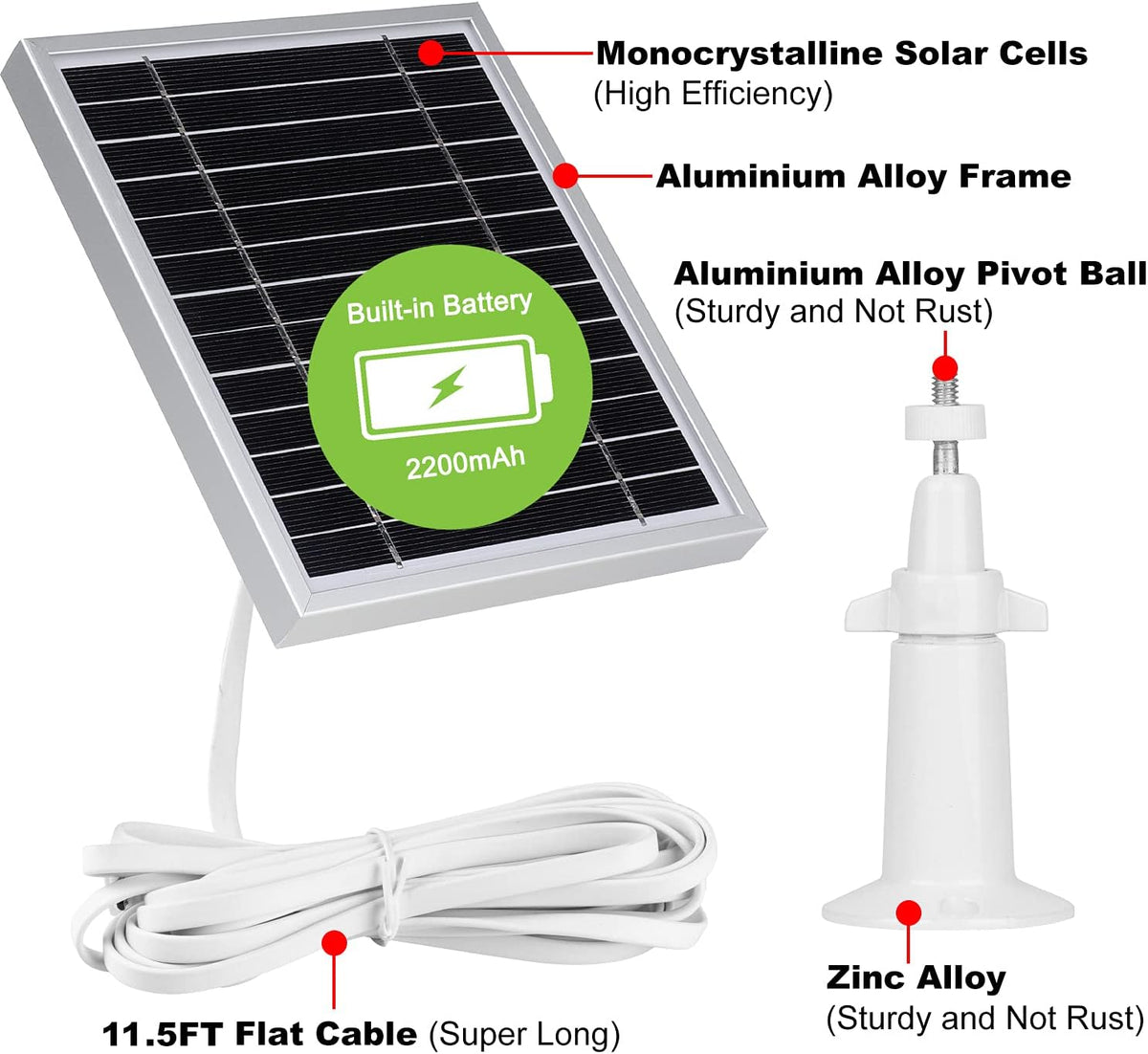 Silver Solar Panel for Outdoor Security Camera D2666
