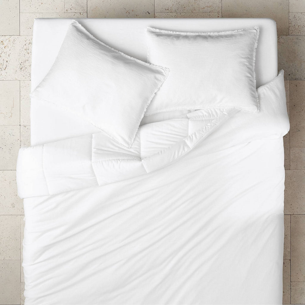 White Linen Blend Comforter & Sham Set B933777