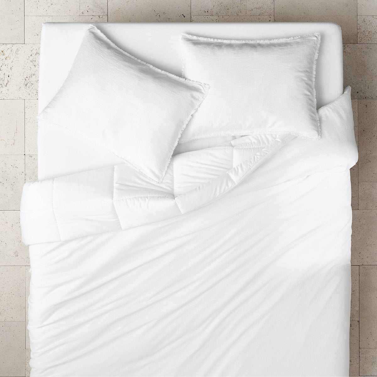 White Linen Blend Comforter & Sham Set B933777