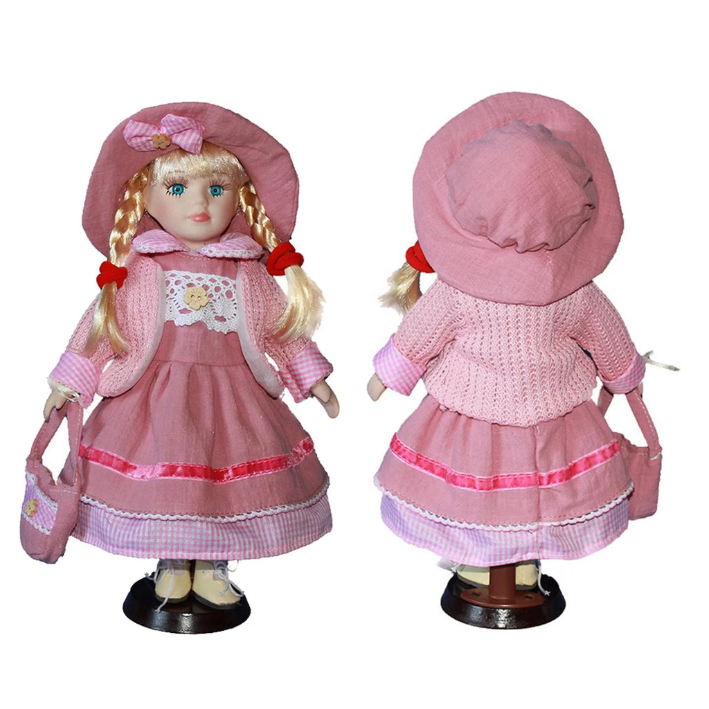 Porcelain Doll with Display Stand, Pack of 2pcs U983