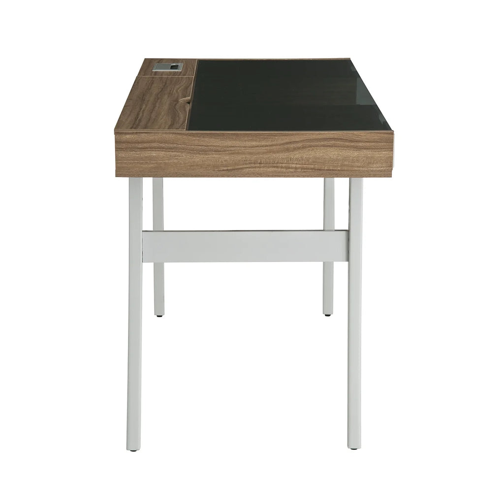 Compact Computer Desk with Storage, Walnut J709672