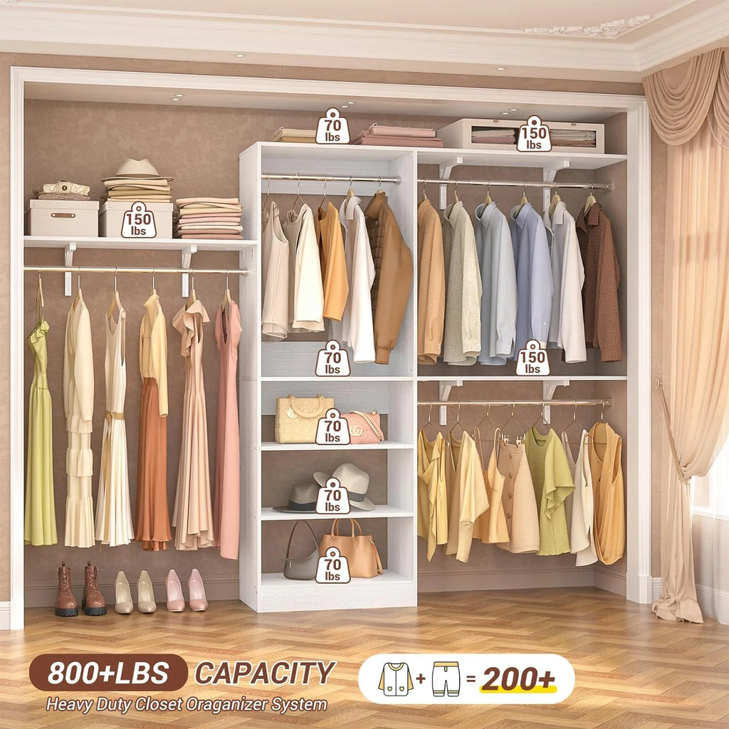 96'' White Closet System with 3 Shelving Towers Z60496