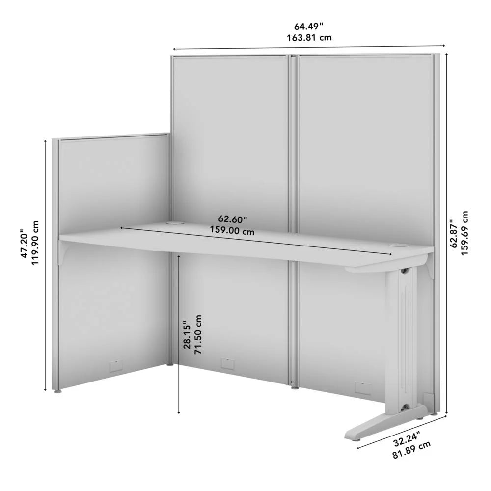 Engineered Wood Straight Cubicle Desk in Pure White T399699