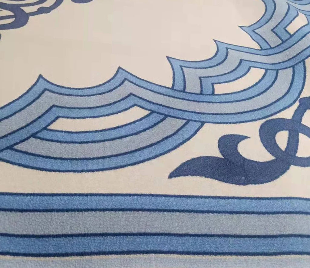 Blue Medallion Pattern 8 x 10 ft Area Rug J8937