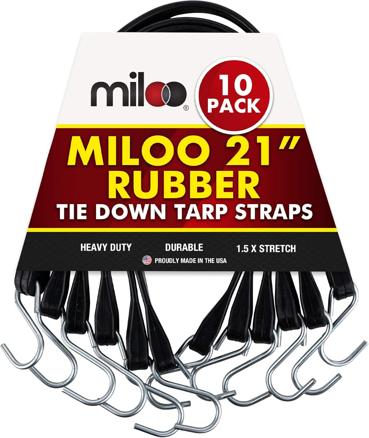 30 Pack Rubber Tarp Straps 31 Long EPDM with Crimped Hooks Bungee Cords M968