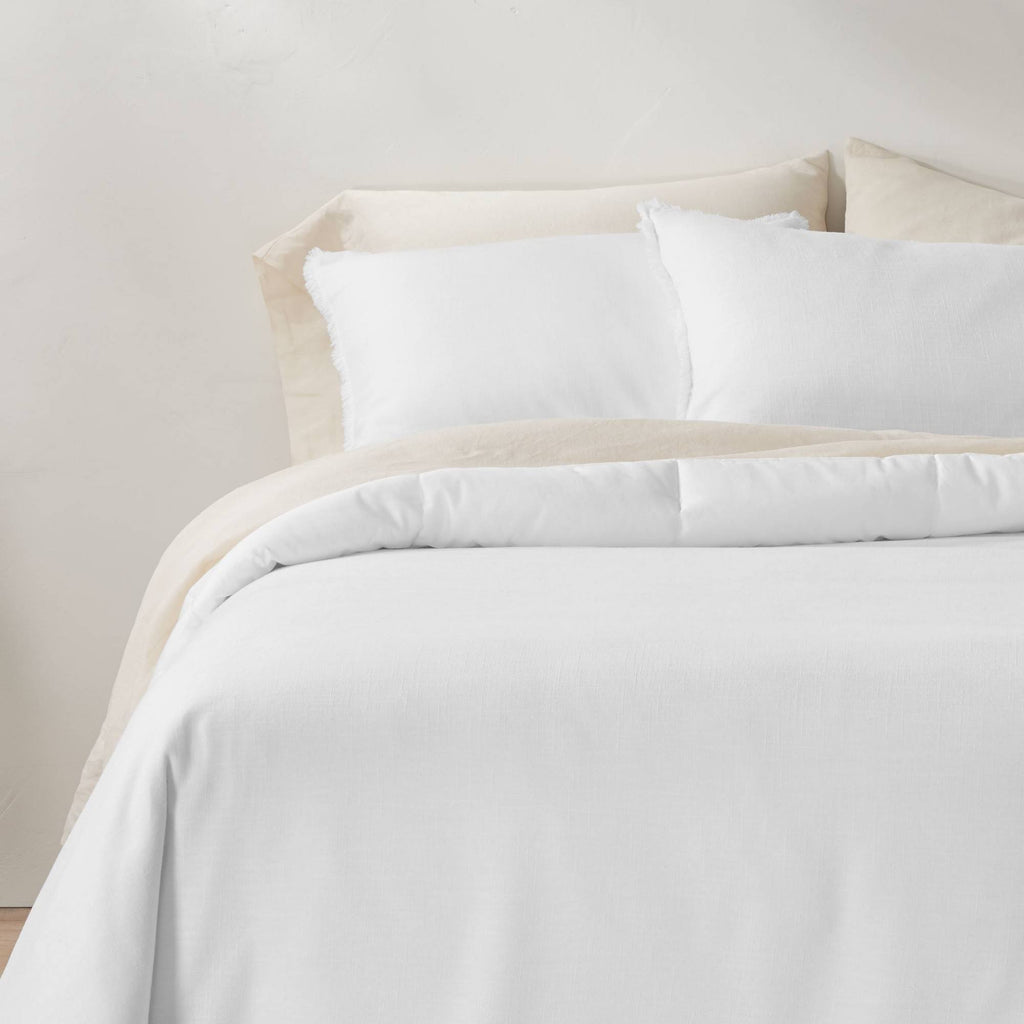 White Linen Blend Comforter & Sham Set B933777