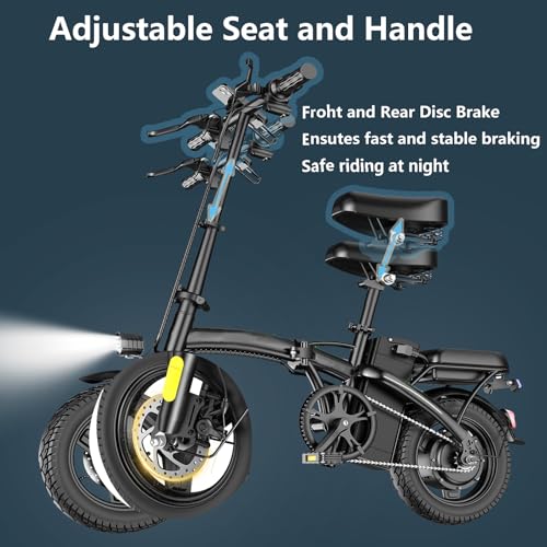 Peak 500W 23MPH Folding Electric Bike 48V 12AH T233