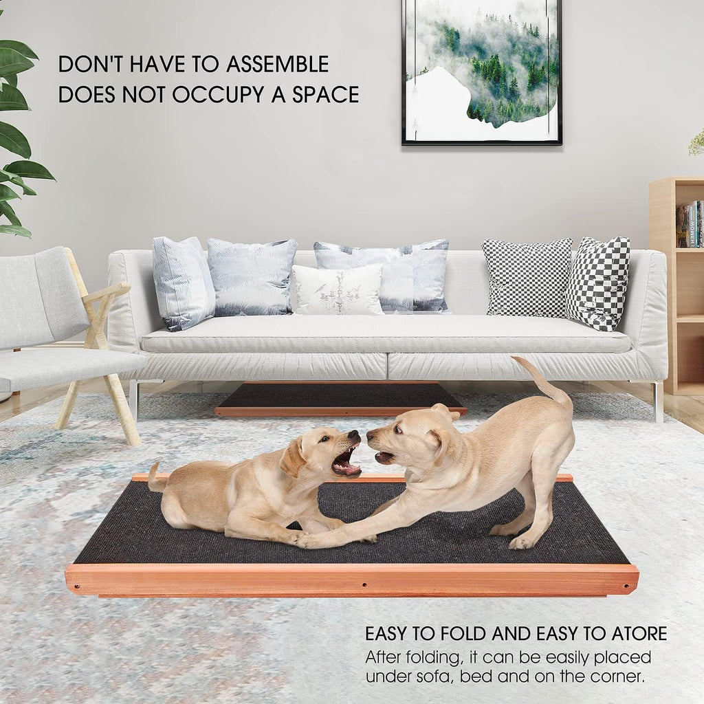 Wooden Height Adjustable Pet Ramp with Non Slip Carpet Surface, Foldable (Large) Z88225