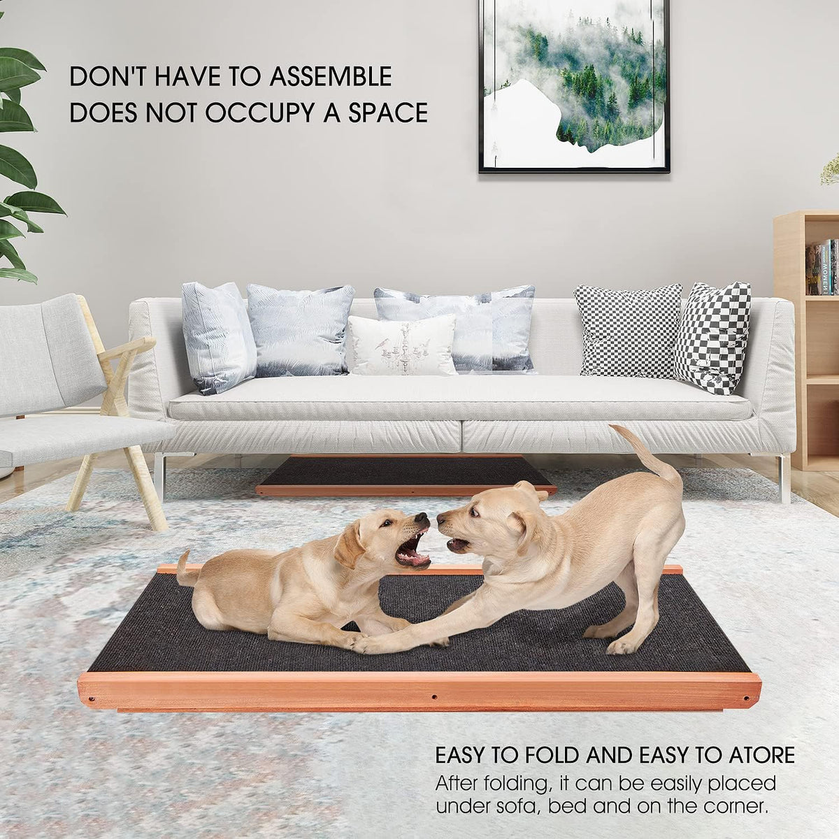 Wooden Height Adjustable Pet Ramp with Non Slip Carpet Surface, Foldable (Large) Z88225