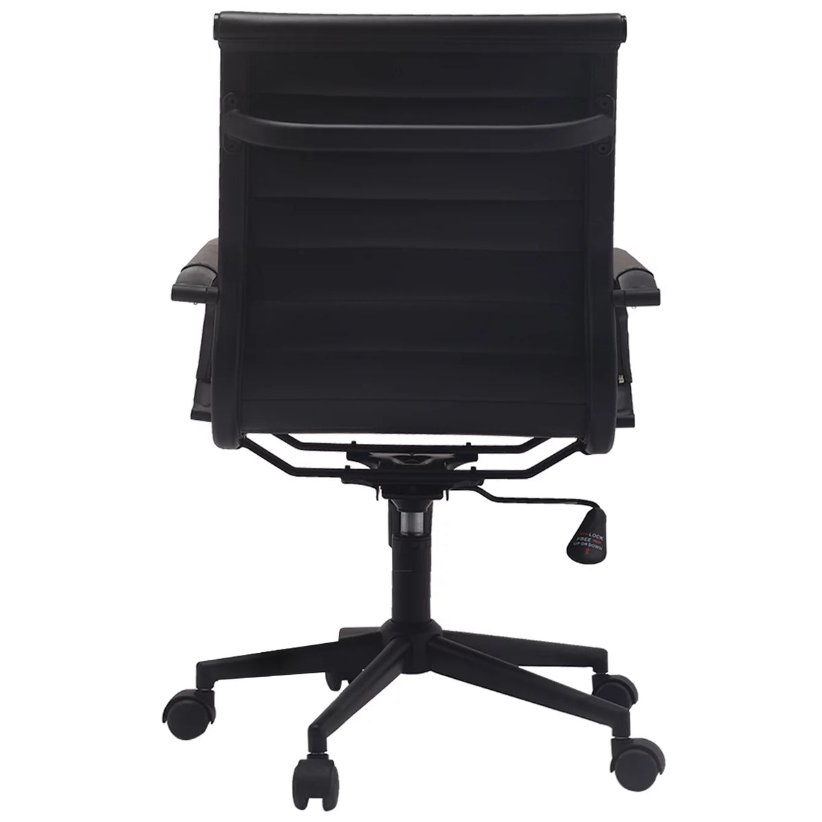 Mid Century Black PU Leather Office Chair with Arms and Wheels H89615