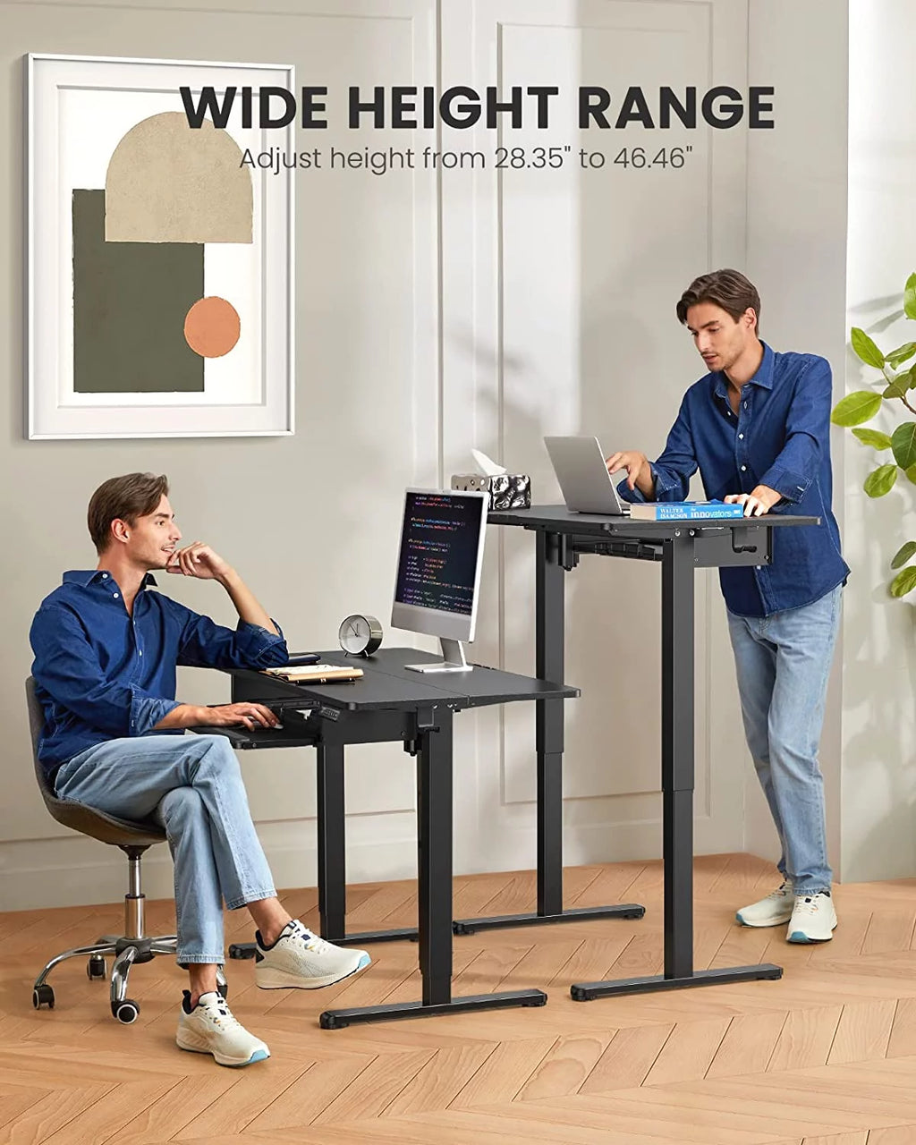 48x24 Inches Adjustable Height Electric Standing Desk with Keyboard Tray F9547