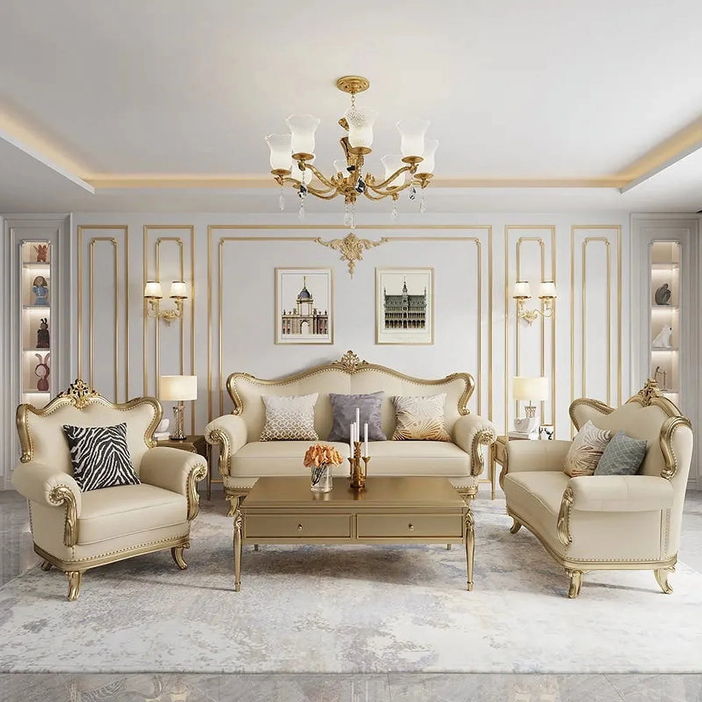 French Style Solid Wood Carved Sofa Set M443