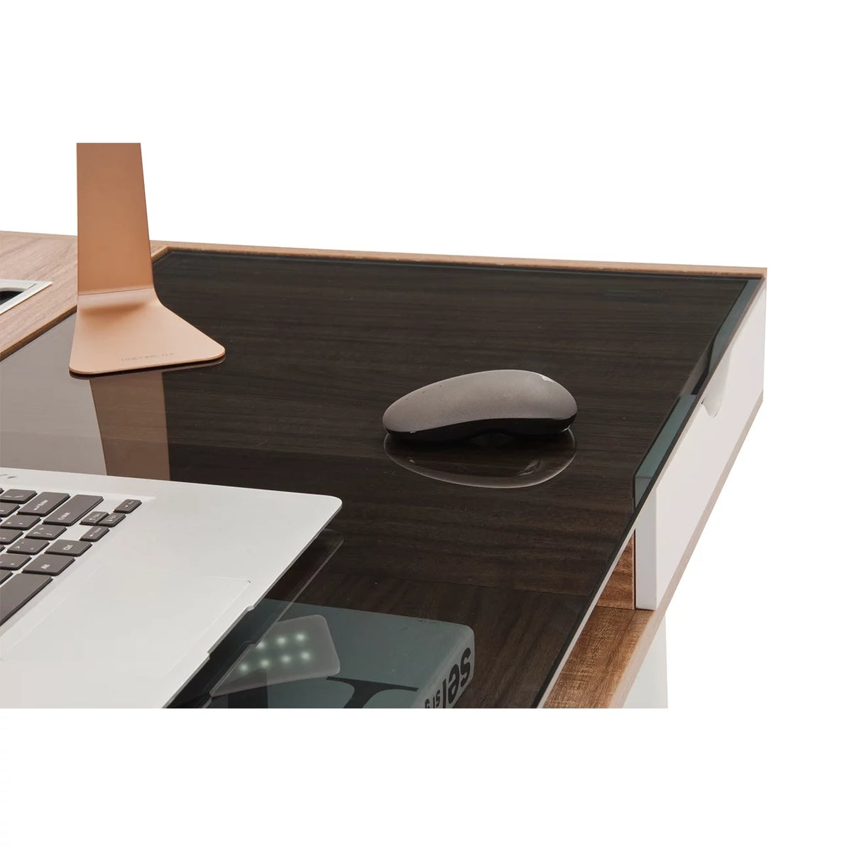 Compact Computer Desk with Storage, Walnut J709672