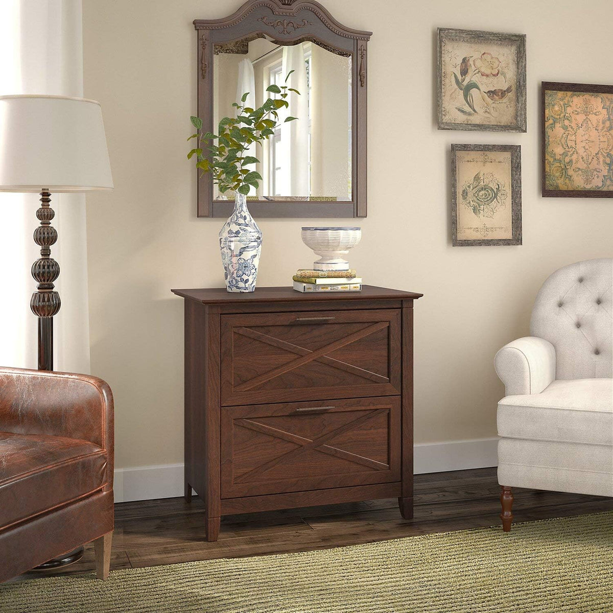 2 Drawer Lateral File Cabinet, Pure White Oak P693344
